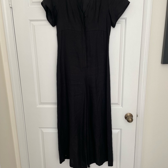 No. 6 Black Miriam V Neck Short sleeve Linen Jumpsuit - Picture 6 of 10